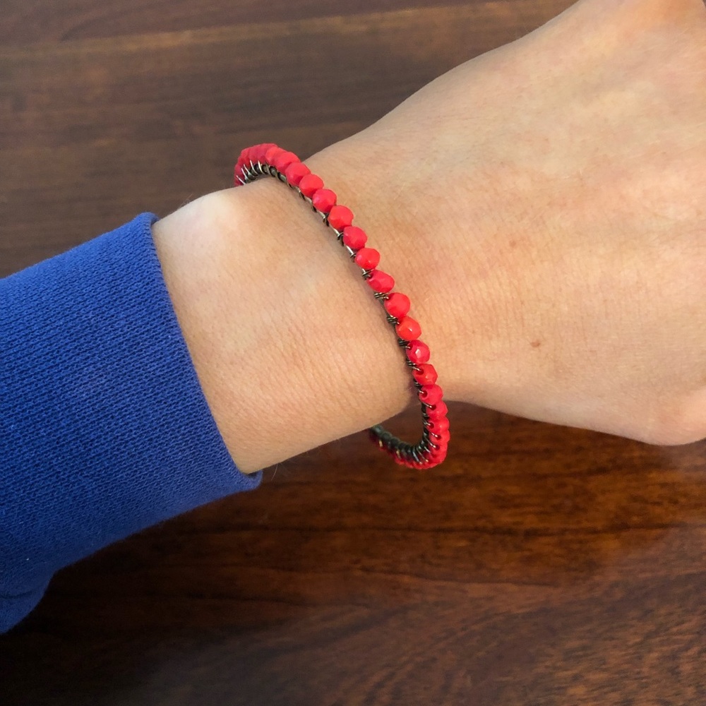 Red Beaded Bangle - image 2